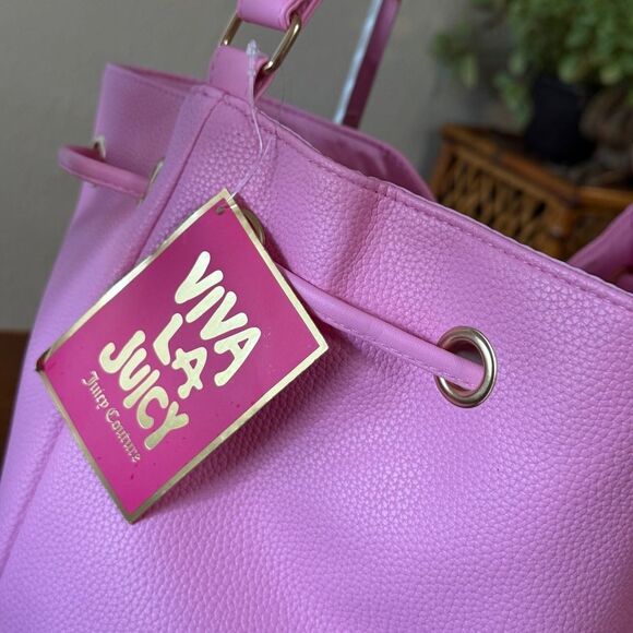 NWT Juicy Couture Pink Tote Bucket Bag Shoulder & Crossbody with Removable Strap - Picture 6 of 11